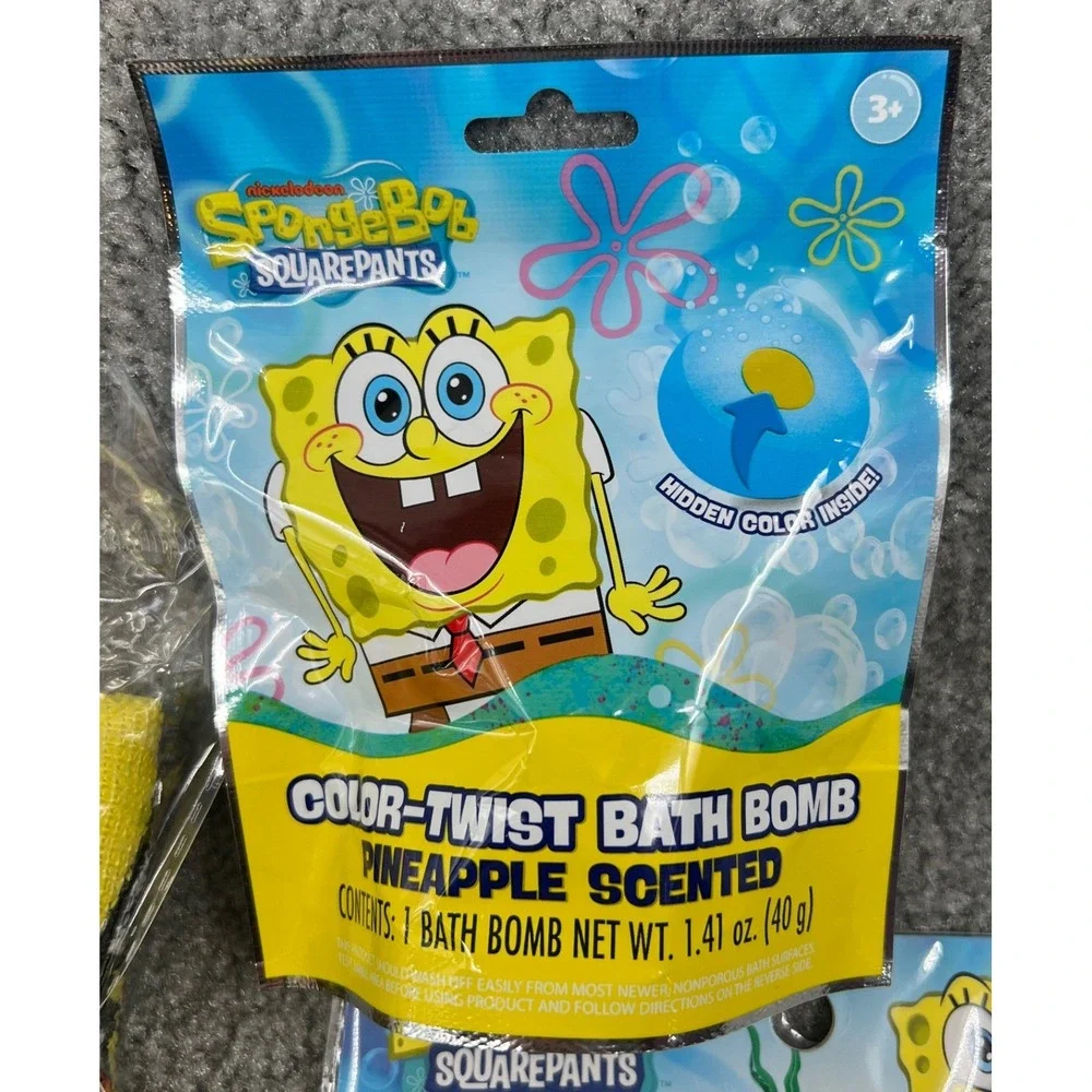 Nickelodeon SpongeBob SquarePants Bath Set 3 Piece Hair Towel Bath Bomb‎ Sponge
